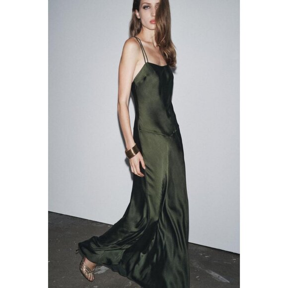 ZARA LIMITED EDITION LONG SATIN DRESS - Picture 1 of 5